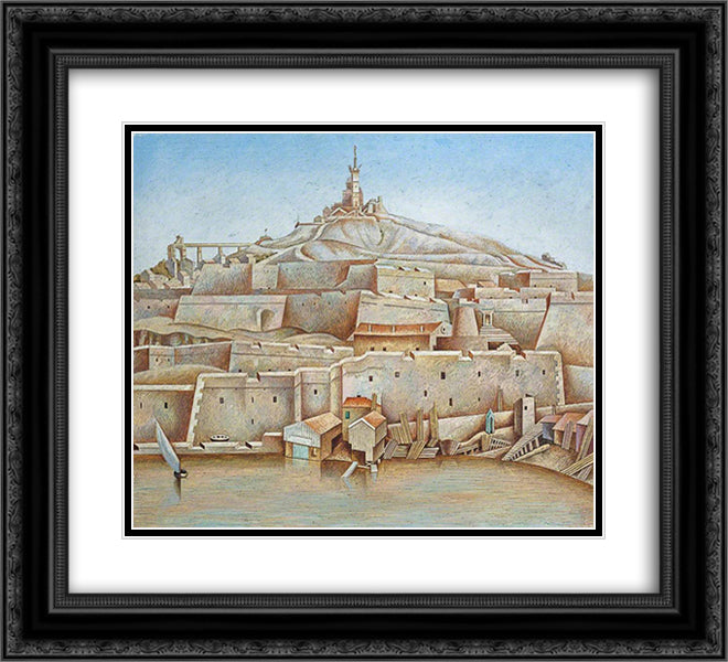 Marseilles, France 22x20 Black Ornate Wood Framed Art Print Poster with Double Matting by Wadsworth, Edward