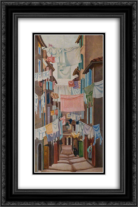 Rue Fontaine de Caylus, Marseilles, France 16x24 Black Ornate Wood Framed Art Print Poster with Double Matting by Wadsworth, Edward