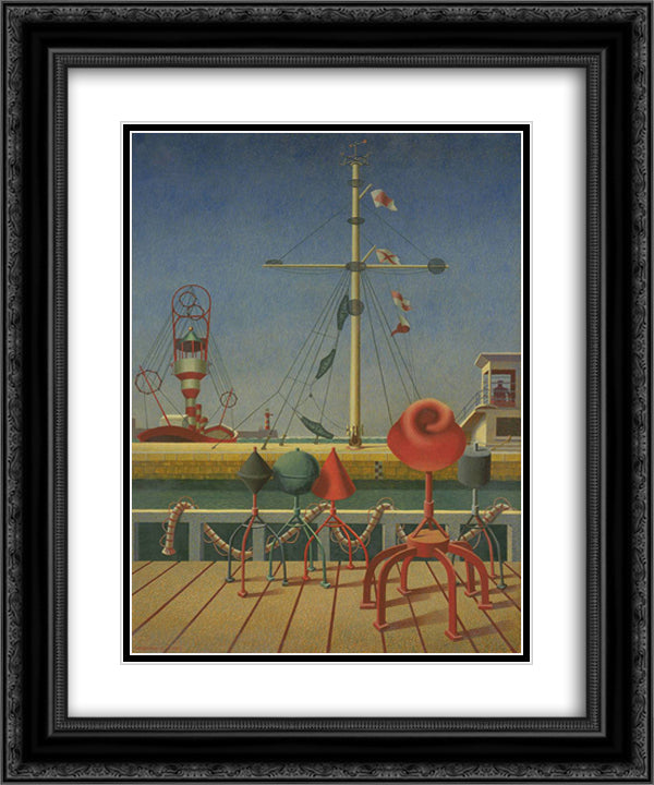Signals 20x24 Black Ornate Wood Framed Art Print Poster with Double Matting by Wadsworth, Edward