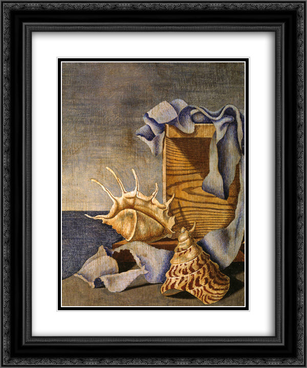 Still Life 20x24 Black Ornate Wood Framed Art Print Poster with Double Matting by Wadsworth, Edward