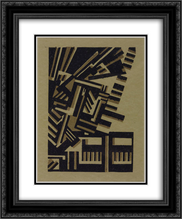 The Port 20x24 Black Ornate Wood Framed Art Print Poster with Double Matting by Wadsworth, Edward