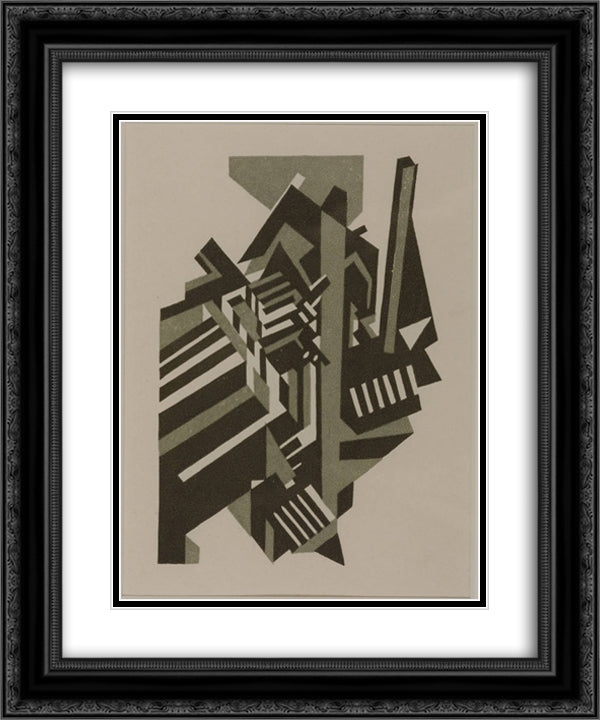 View of a Town 20x24 Black Ornate Wood Framed Art Print Poster with Double Matting by Wadsworth, Edward