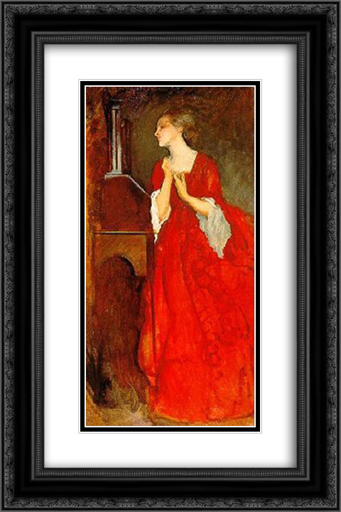 The Lady Anne 16x24 Black Ornate Wood Framed Art Print Poster with Double Matting by Abbey, Edwin Austin