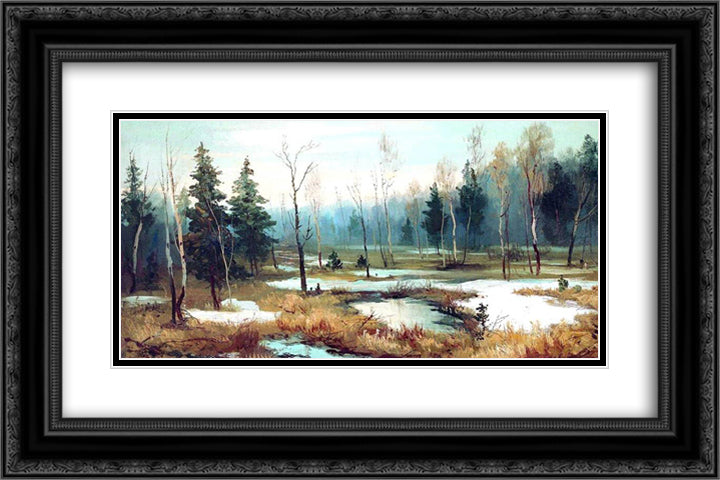 In Late winter 24x16 Black Ornate Wood Framed Art Print Poster with Double Matting by Volkov, Efim