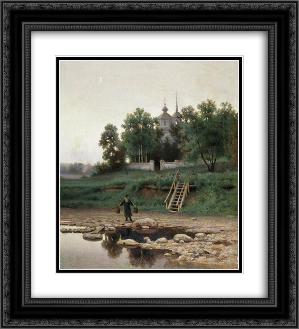 Near the Monastery 20x22 Black Ornate Wood Framed Art Print Poster with Double Matting by Volkov, Efim