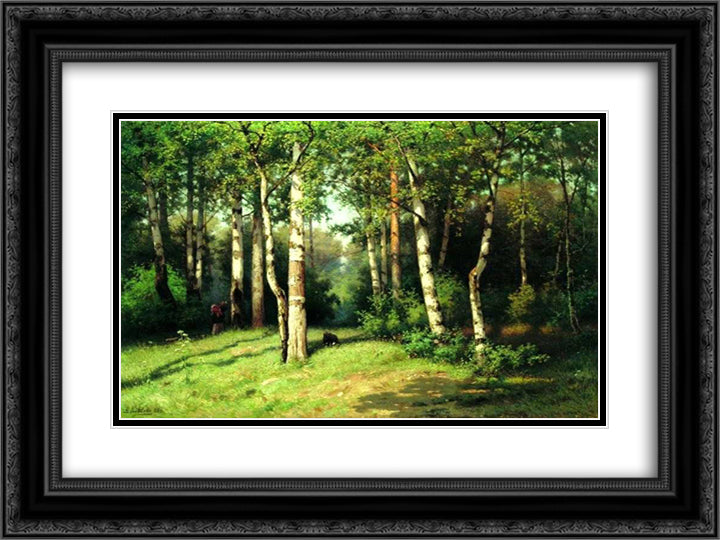 Noon in the Woods 24x18 Black Ornate Wood Framed Art Print Poster with Double Matting by Volkov, Efim
