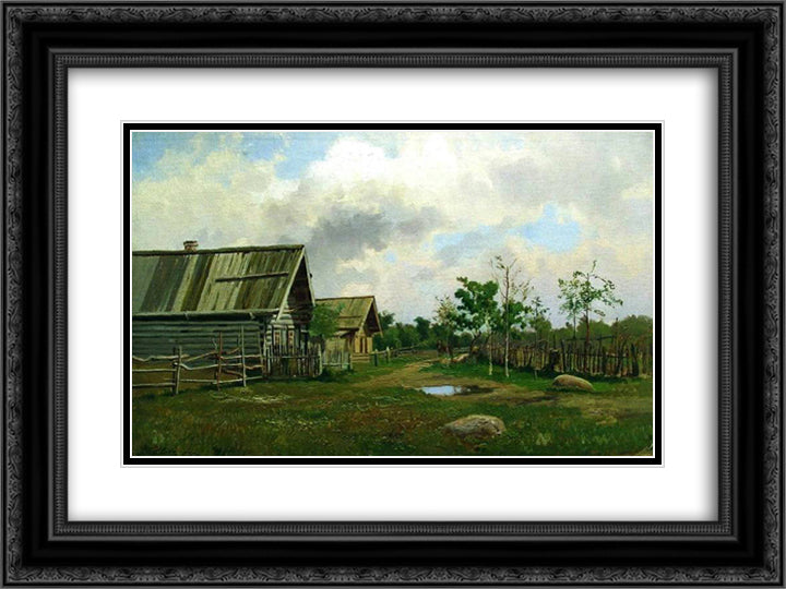 Rural Landscape 24x18 Black Ornate Wood Framed Art Print Poster with Double Matting by Volkov, Efim