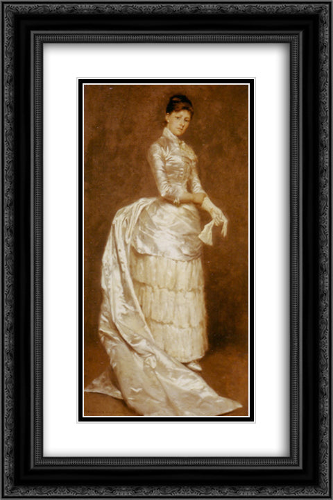 Charlotte Dufaux, in her wedding dress 16x24 Black Ornate Wood Framed Art Print Poster with Double Matting by Claus, Emile