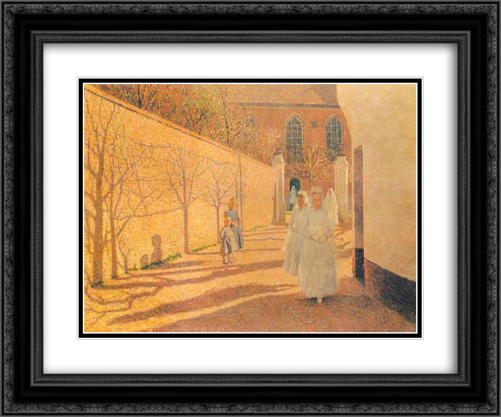 First Communion 24x20 Black Ornate Wood Framed Art Print Poster with Double Matting by Claus, Emile