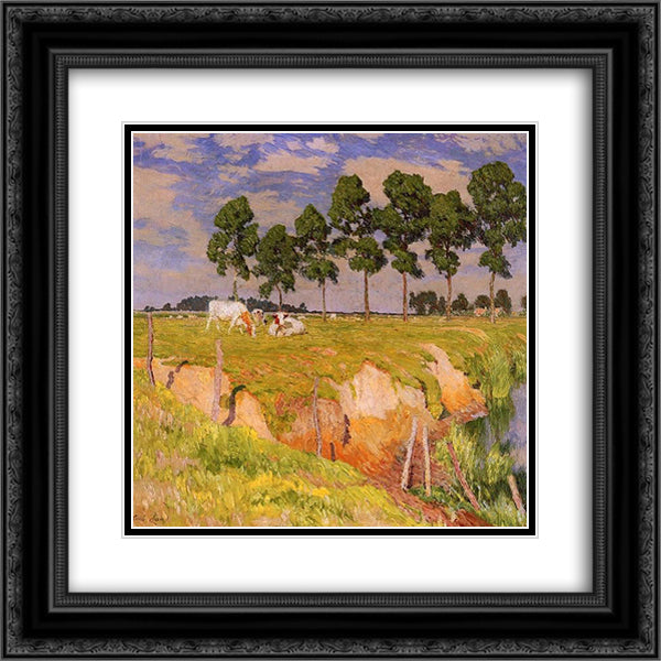 The caving in bank 20x20 Black Ornate Wood Framed Art Print Poster with Double Matting by Claus, Emile