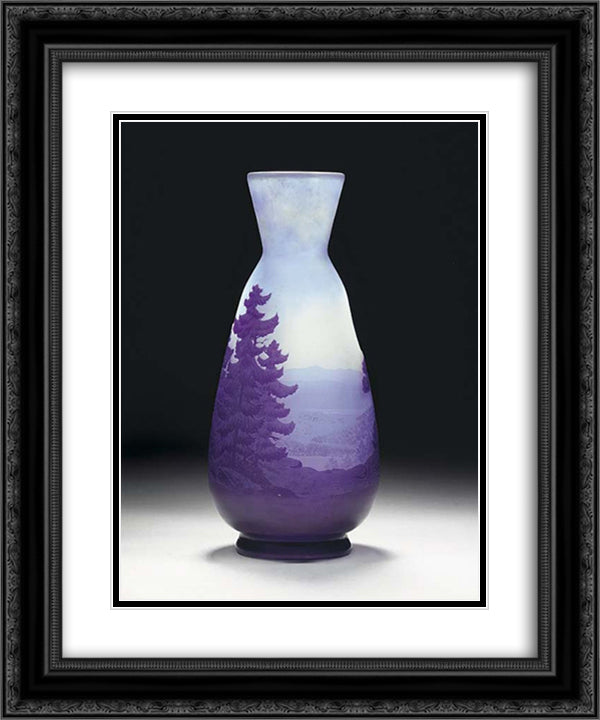 Cameo Glass Landscape Vase 20x24 Black Ornate Wood Framed Art Print Poster with Double Matting by Galle, Emile