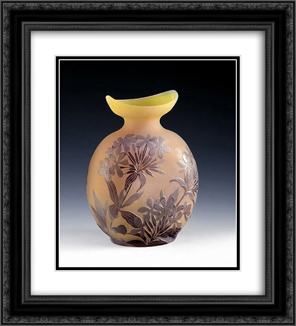 Ovale Vase mit Phlox, Nancy, Frankreich 20x22 Black Ornate Wood Framed Art Print Poster with Double Matting by Galle, Emile