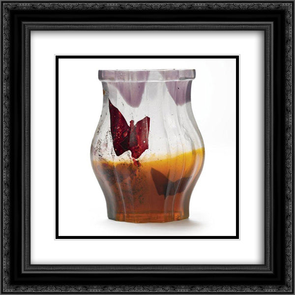 Papillon Verre Parlant Vase 20x20 Black Ornate Wood Framed Art Print Poster with Double Matting by Galle, Emile