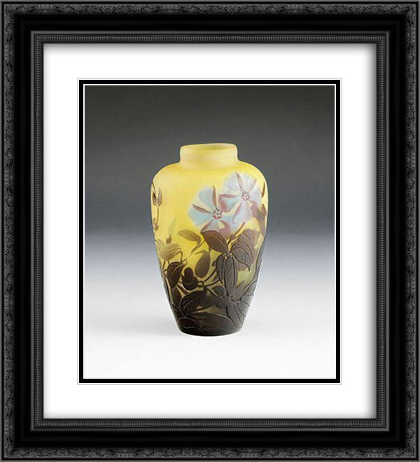 Vase mit Clematisbluten 20x22 Black Ornate Wood Framed Art Print Poster with Double Matting by Galle, Emile