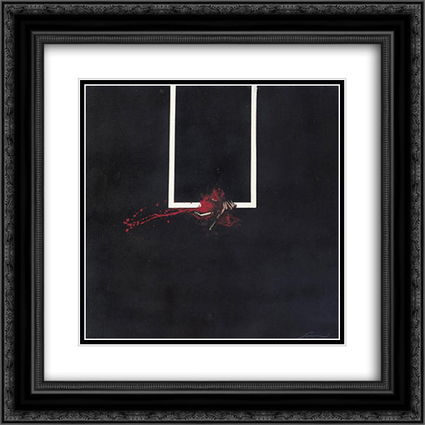 La finestra 20x20 Black Ornate Wood Framed Art Print Poster with Double Matting by Scanavino, Emilio