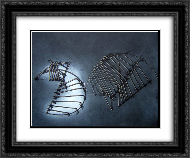 Le 2 meta 24x20 Black Ornate Wood Framed Art Print Poster with Double Matting by Scanavino, Emilio