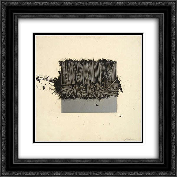 Protetto a meta 20x20 Black Ornate Wood Framed Art Print Poster with Double Matting by Scanavino, Emilio