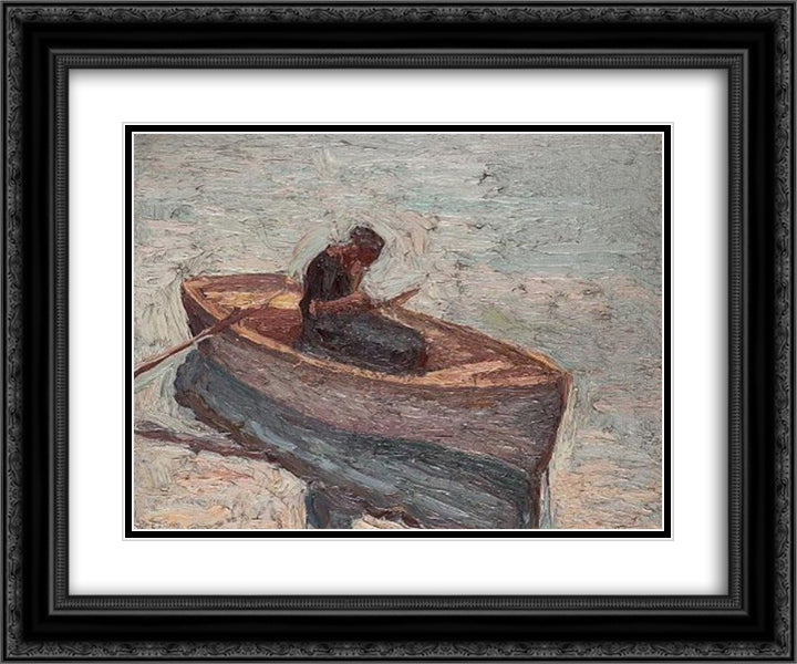 Figure in a rowing boat 24x20 Black Ornate Wood Framed Art Print Poster with Double Matting by Zairis, Emmanuel