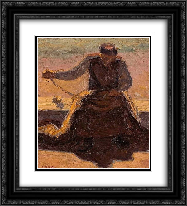 Sewing nets 20x22 Black Ornate Wood Framed Art Print Poster with Double Matting by Zairis, Emmanuel