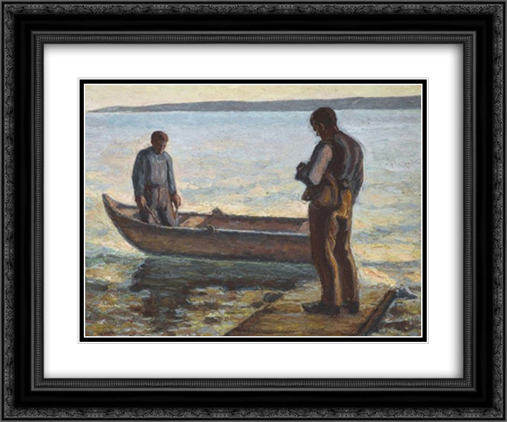 Two fishermen 24x20 Black Ornate Wood Framed Art Print Poster with Double Matting by Zairis, Emmanuel