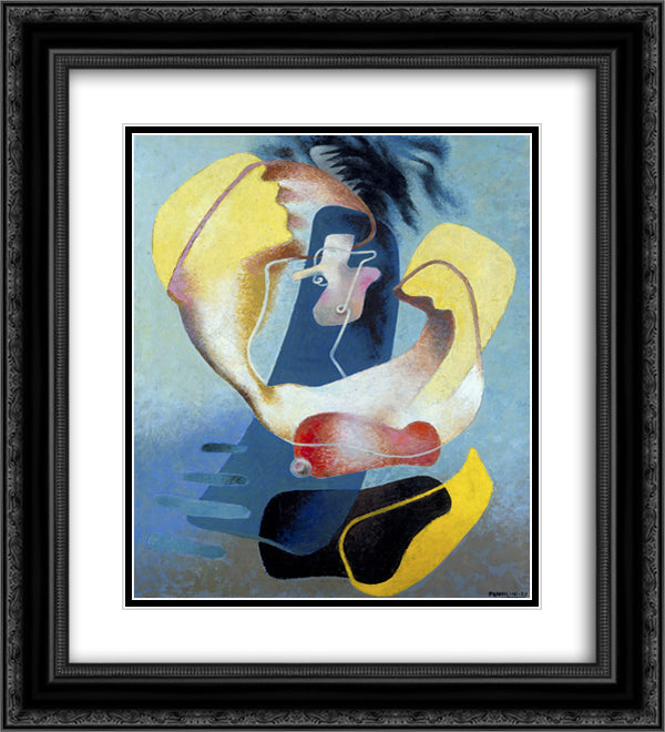 Figura nello spazio I 20x22 Black Ornate Wood Framed Art Print Poster with Double Matting by Prampolini, Enrico