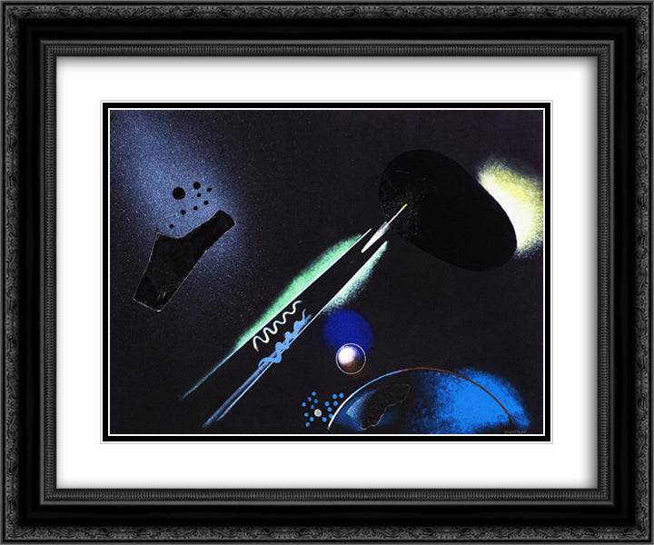 Paesaggio cosmico 1934 24x20 Black Ornate Wood Framed Art Print Poster with Double Matting by Prampolini, Enrico