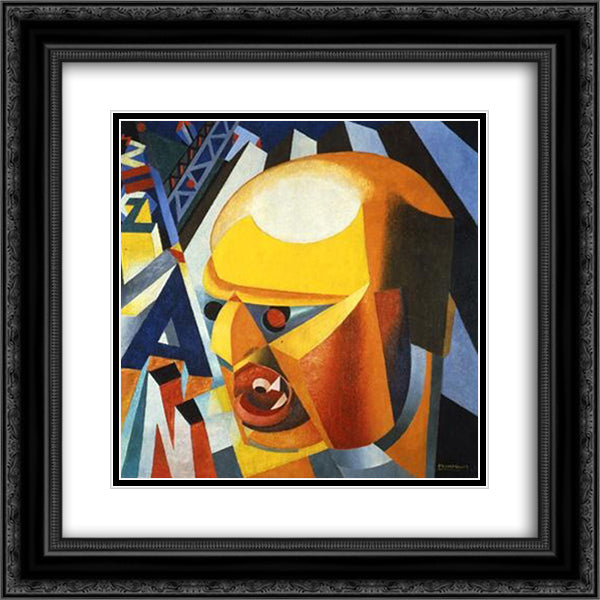 Ritratto di F.T. Marinetti. Sintesi plastica (Marinetti sintesi plastica) 20x20 Black Ornate Wood Framed Art Print Poster with Double Matting by Prampolini, Enrico