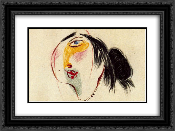 Sirene 24x18 Black Ornate Wood Framed Art Print Poster with Double Matting by Prampolini, Enrico