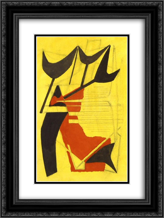 Studio per composizione 18x24 Black Ornate Wood Framed Art Print Poster with Double Matting by Prampolini, Enrico
