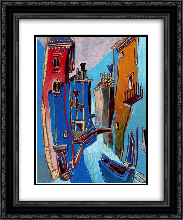 Venice 20x24 Black Ornate Wood Framed Art Print Poster with Double Matting by Prampolini, Enrico