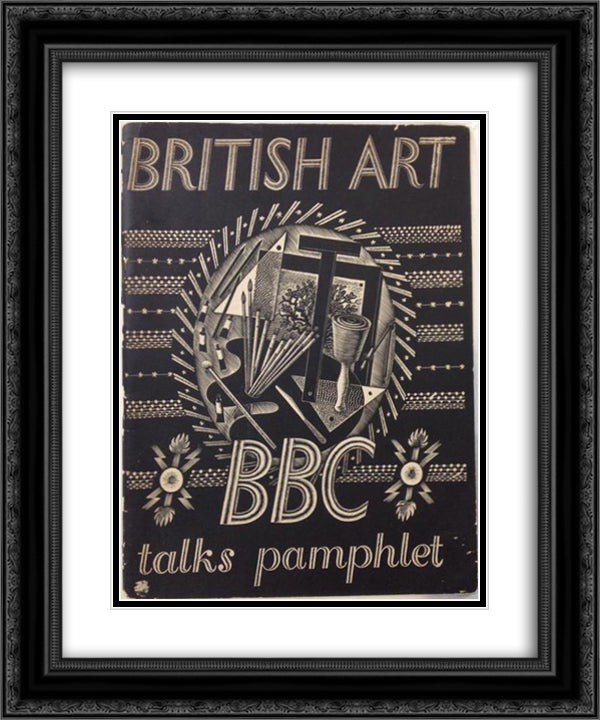 BBC British art talks pamphlet 20x24 Black Ornate Wood Framed Art Print Poster with Double Matting by Ravilious, Eric
