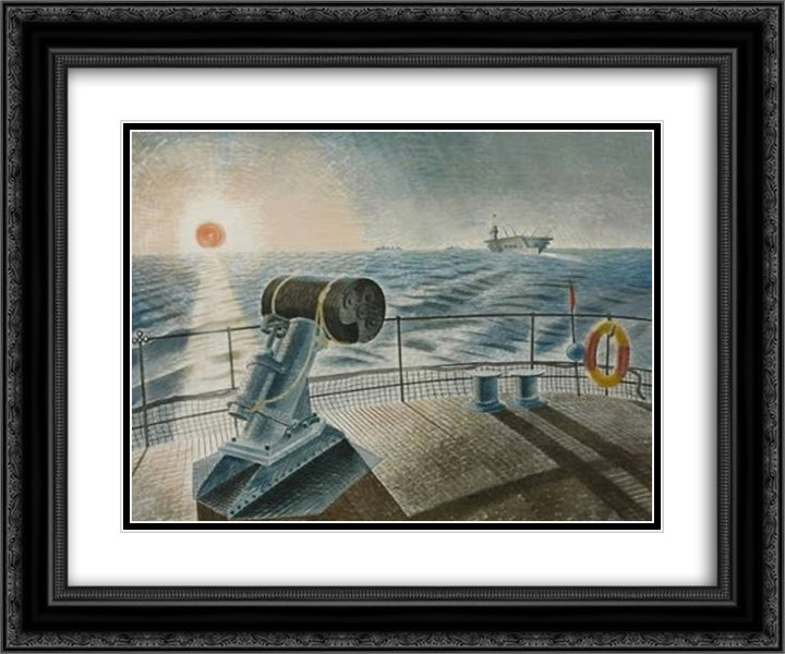 Midnight Sun 24x20 Black Ornate Wood Framed Art Print Poster with Double Matting by Ravilious, Eric