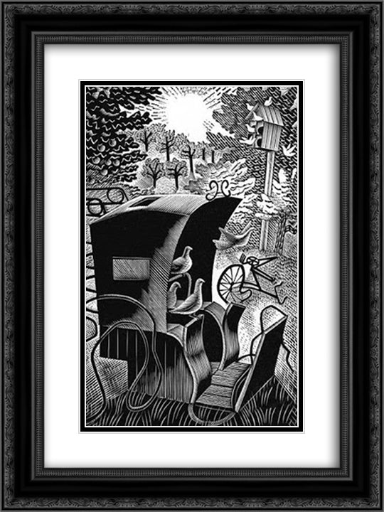 The H 18x24 Black Ornate Wood Framed Art Print Poster with Double Matting by Ravilious, Eric
