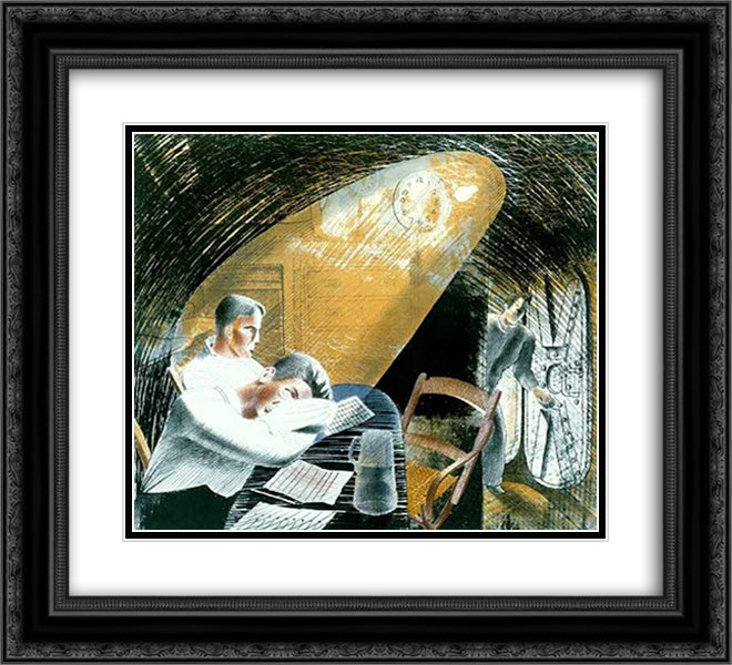 Ward Room 1 22x20 Black Ornate Wood Framed Art Print Poster with Double Matting by Ravilious, Eric
