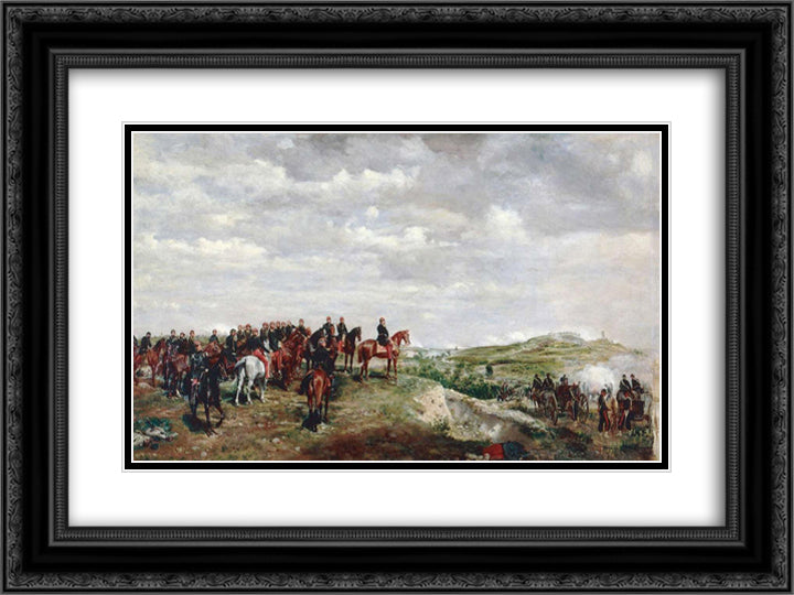 Napoleon III at the Battle of Solferino 24x18 Black Ornate Wood Framed Art Print Poster with Double Matting by Meissonier, Ernest