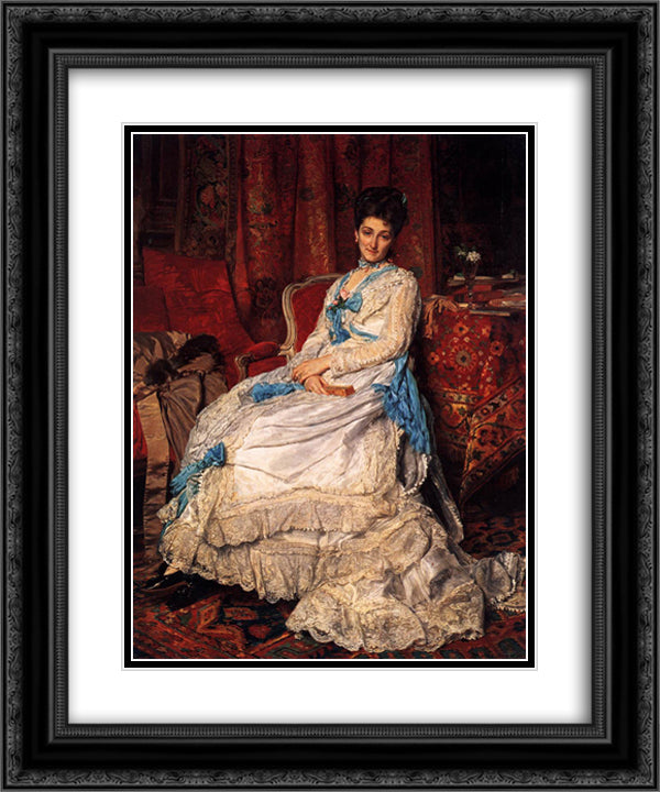 Portrait of Marquesa de Manzanedo 20x24 Black Ornate Wood Framed Art Print Poster with Double Matting by Meissonier, Ernest