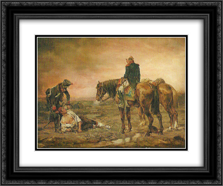 Relief after the Battle 24x20 Black Ornate Wood Framed Art Print Poster with Double Matting by Meissonier, Ernest