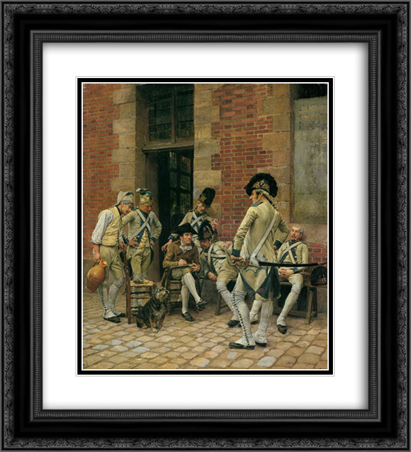 The Portrait of a Sergeant 20x22 Black Ornate Wood Framed Art Print Poster with Double Matting by Meissonier, Ernest