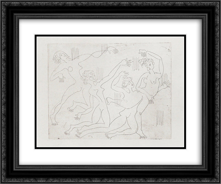 Dance Shool 24x20 Black Ornate Wood Framed Art Print Poster with Double Matting by Kirchner, Ernst Ludwig