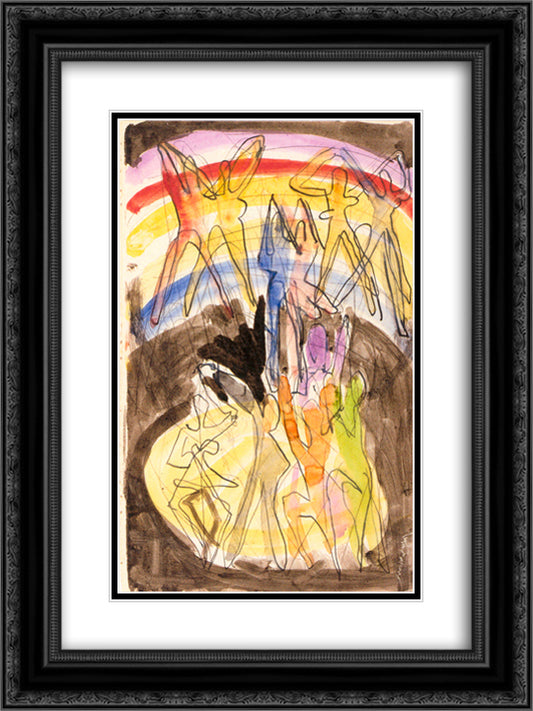 Design for the Banquet Hall in Essen 18x24 Black Ornate Wood Framed Art Print Poster with Double Matting by Kirchner, Ernst Ludwig