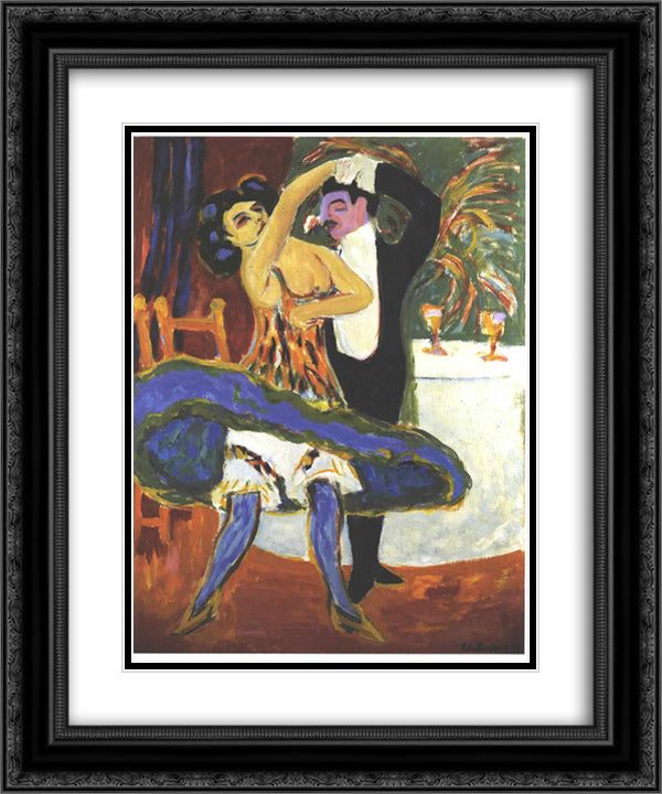English Dance Couple 20x24 Black Ornate Wood Framed Art Print Poster with Double Matting by Kirchner, Ernst Ludwig