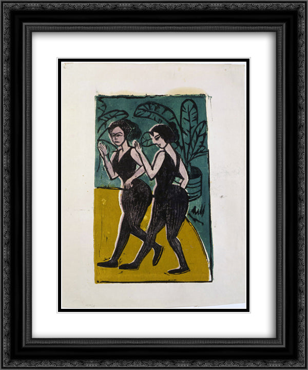 English Dancers 20x24 Black Ornate Wood Framed Art Print Poster with Double Matting by Kirchner, Ernst Ludwig