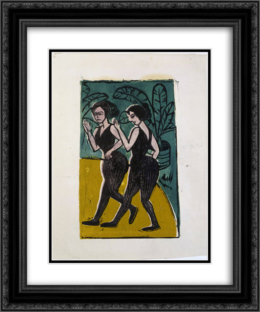 English Dancers 20x24 Black Ornate Wood Framed Art Print Poster with Double Matting by Kirchner, Ernst Ludwig