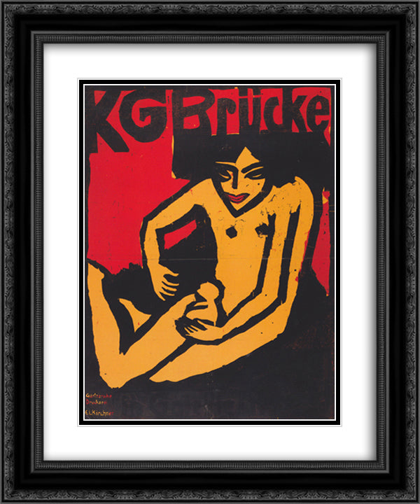 KG Brucke 20x24 Black Ornate Wood Framed Art Print Poster with Double Matting by Kirchner, Ernst Ludwig
