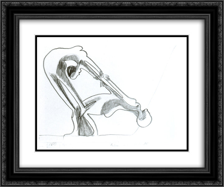 Parterre Acrobats 24x20 Black Ornate Wood Framed Art Print Poster with Double Matting by Kirchner, Ernst Ludwig