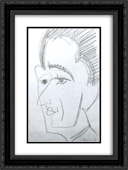 Portrait 18x24 Black Ornate Wood Framed Art Print Poster with Double Matting by Kirchner, Ernst Ludwig