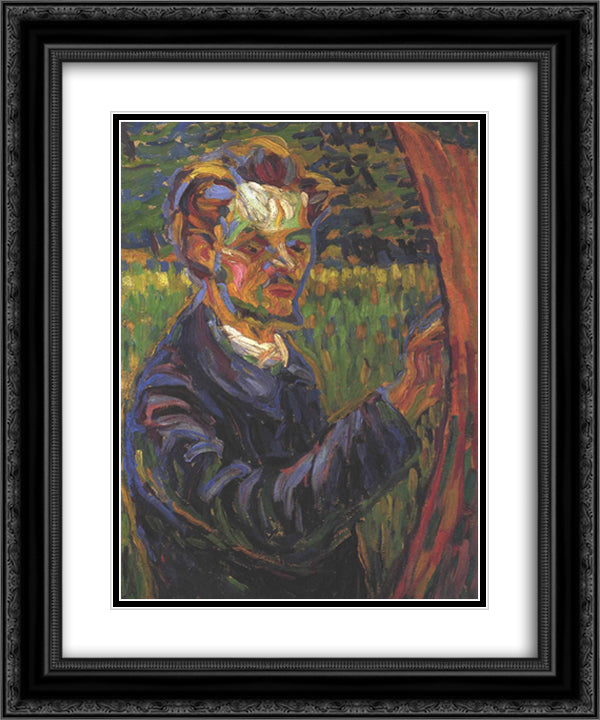 Portrait of Erich Heckel at the Easel 20x24 Black Ornate Wood Framed Art Print Poster with Double Matting by Kirchner, Ernst Ludwig