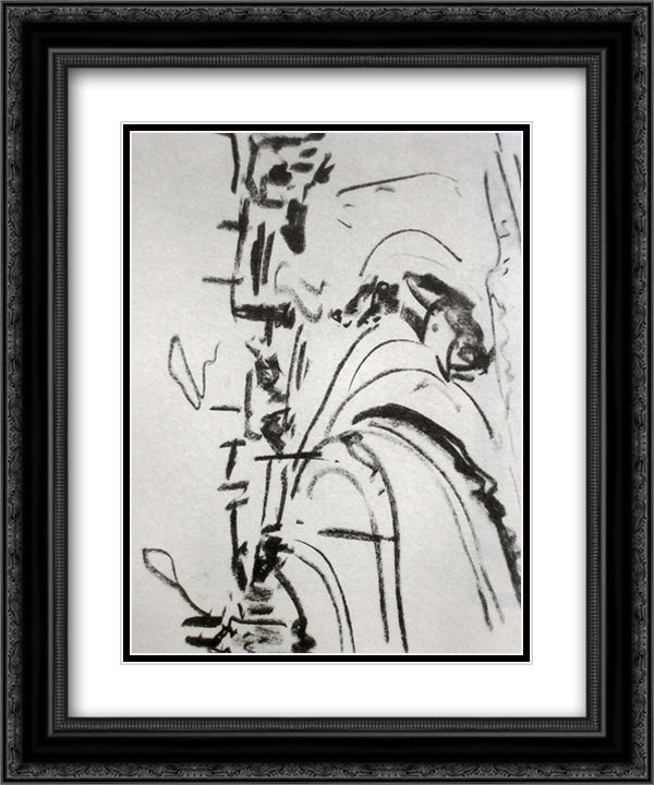 Railway in Dresden 20x24 Black Ornate Wood Framed Art Print Poster with Double Matting by Kirchner, Ernst Ludwig