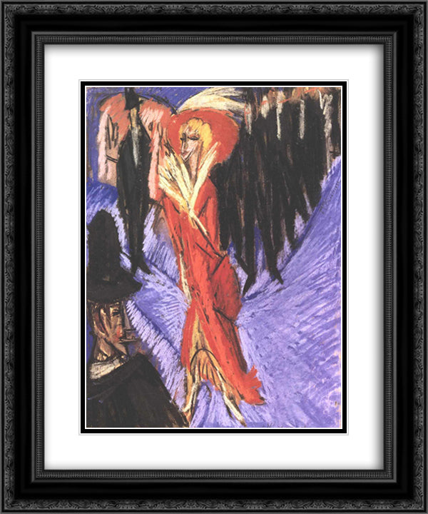 Red Cocotte 20x24 Black Ornate Wood Framed Art Print Poster with Double Matting by Kirchner, Ernst Ludwig