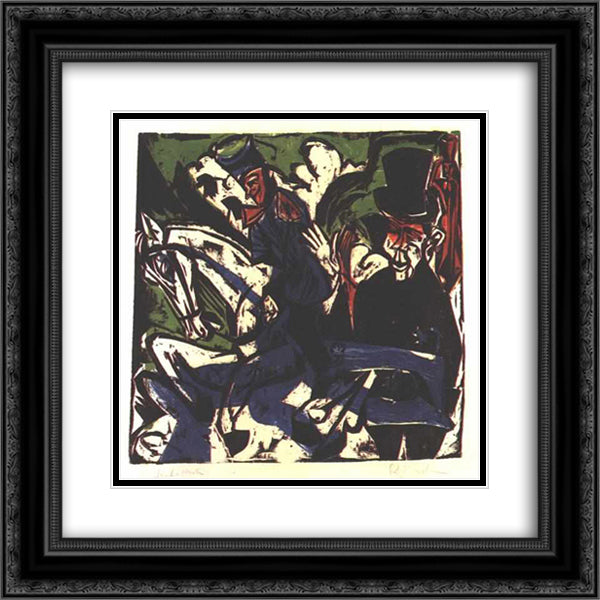Schlemihls Entcounter with Small Grey Man 20x20 Black Ornate Wood Framed Art Print Poster with Double Matting by Kirchner, Ernst Ludwig